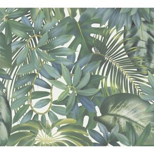 Vliestapete 'Pint Walls' Dschungel grün/weiß 10,05 x 0,53 m