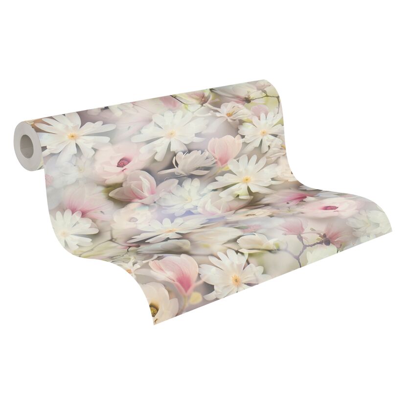 Rolle Tapete mit rosa und weißen Blüten