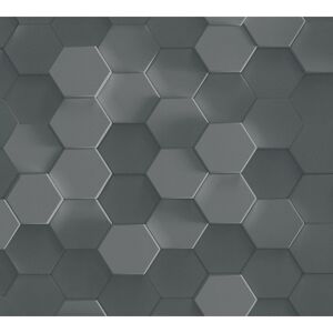 Vliestapete 'Pint Walls' Wabenmuster 3D grau/weiß 10,05 x 0,53 m