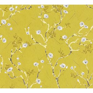 Vliestapete 'Pint Walls' Kirschblüten gelb/grau 10,05 x 0,53 m