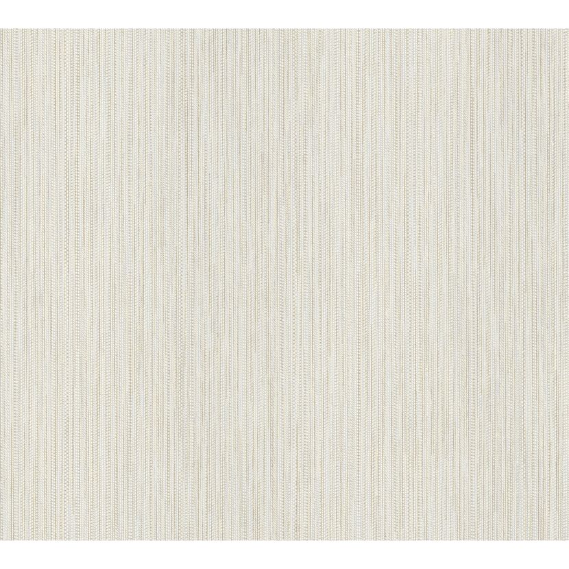 Beige Vliestapete mit feiner Streifenstruktur
