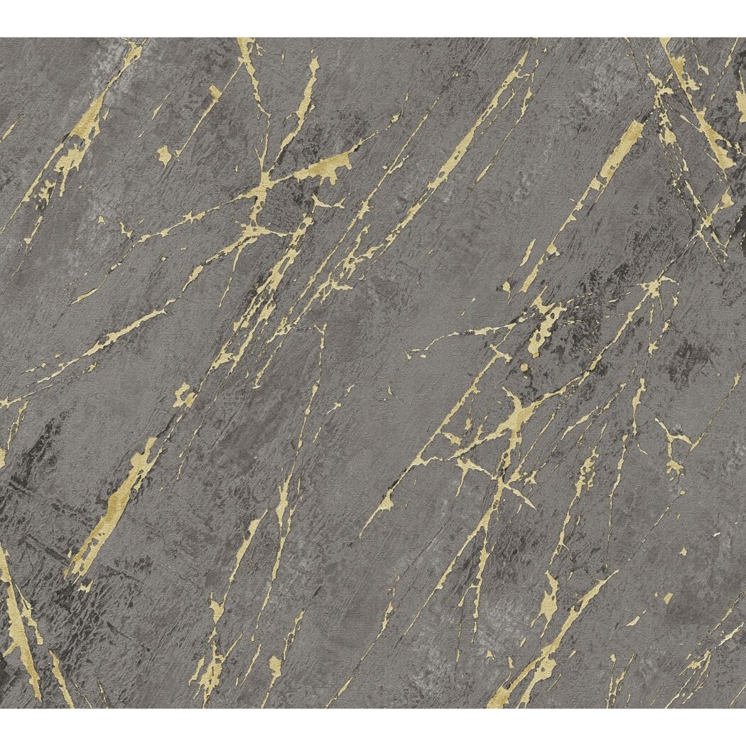 Graue Tapete mit goldenen Marmor-Effekten