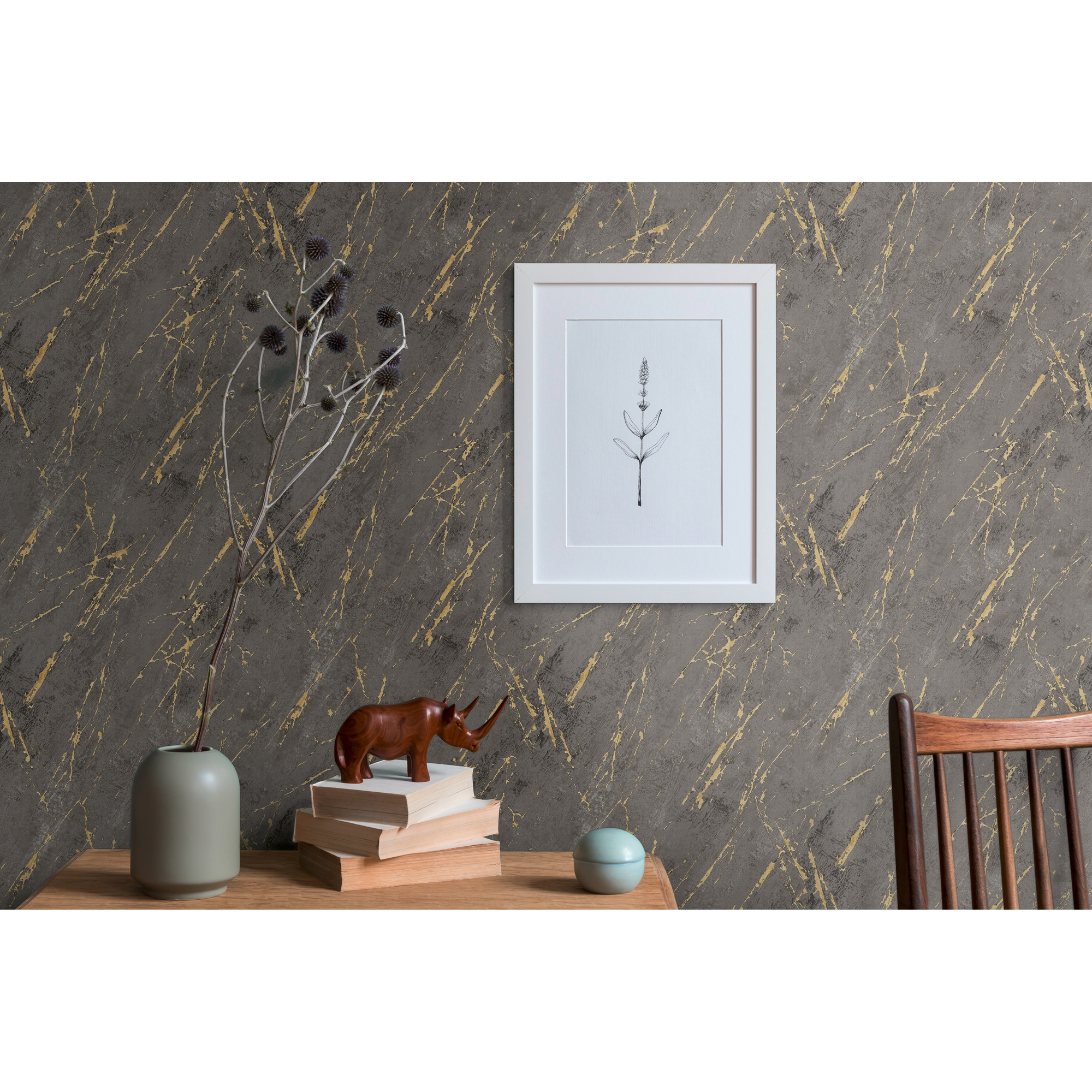 Vliestapete 'The BoS' Marmor anthrazit/gold 10,05 x 0,53 m + product picture
