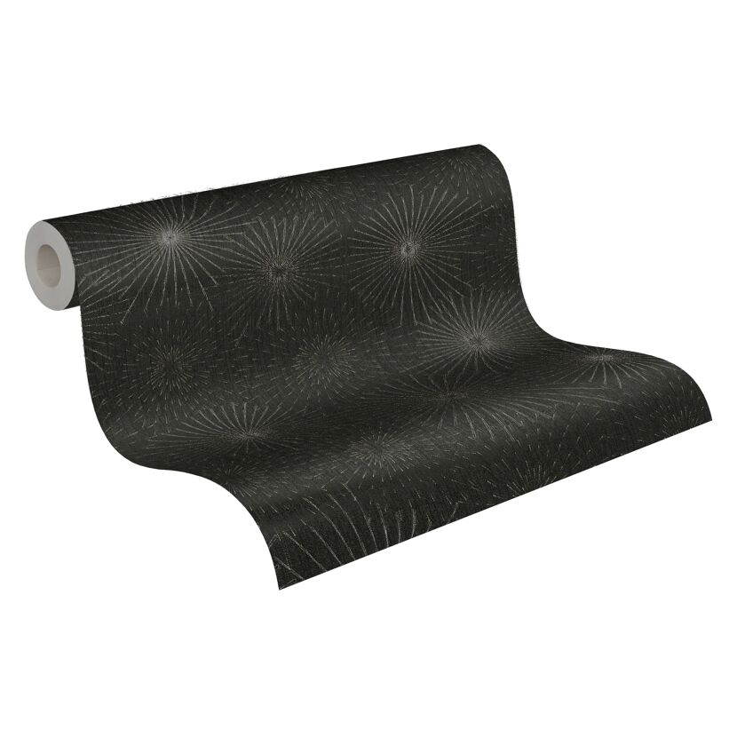 Schwarze Vliestapete "The BoS Retro Stern" mit goldenen Stern-Motiven