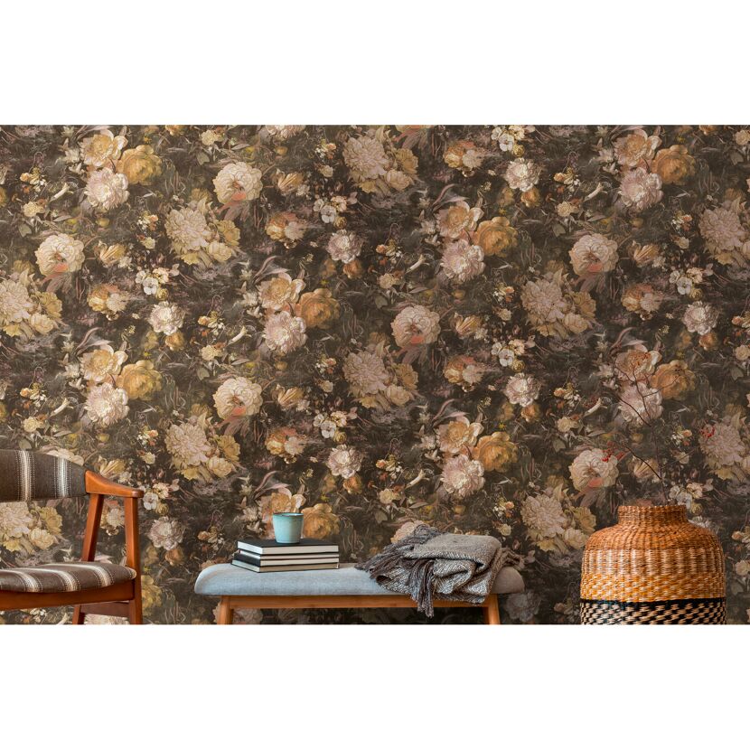 Vliestapete The BoS Vintageblumen im dunklen Design