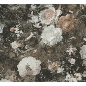 Vliestapete 'The BoS' Vintageblumen braun/weiß 10,05 x 0,53 m