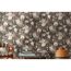 Wohnzimmer mit Vintage-Blumentapete in Braun und Rosa