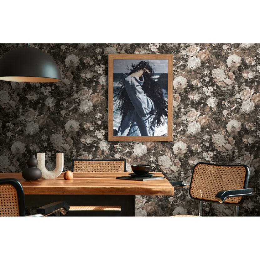 Esszimmer mit Vintage Blumentapete