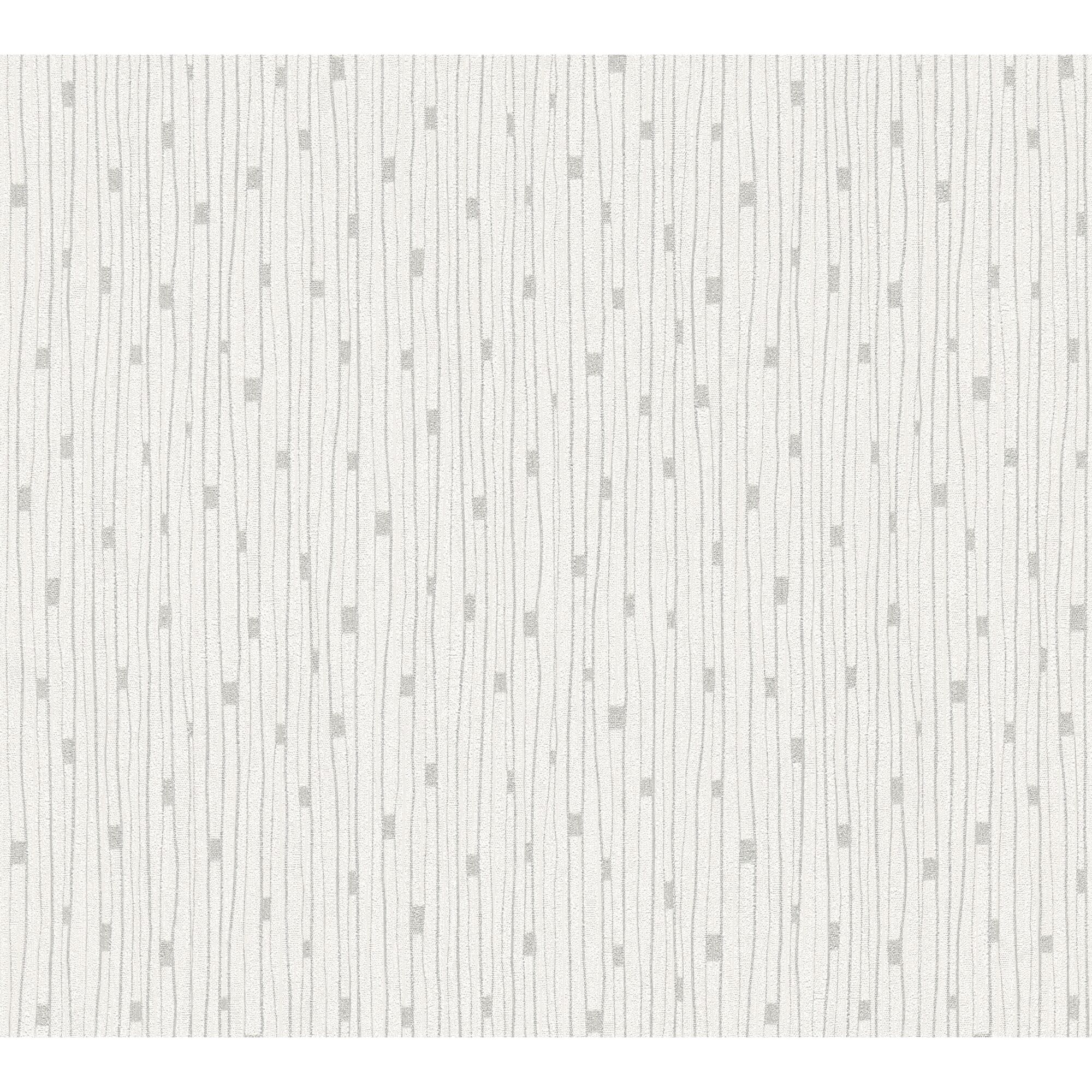 Weiß-graue Vliestapete mit Linienmuster