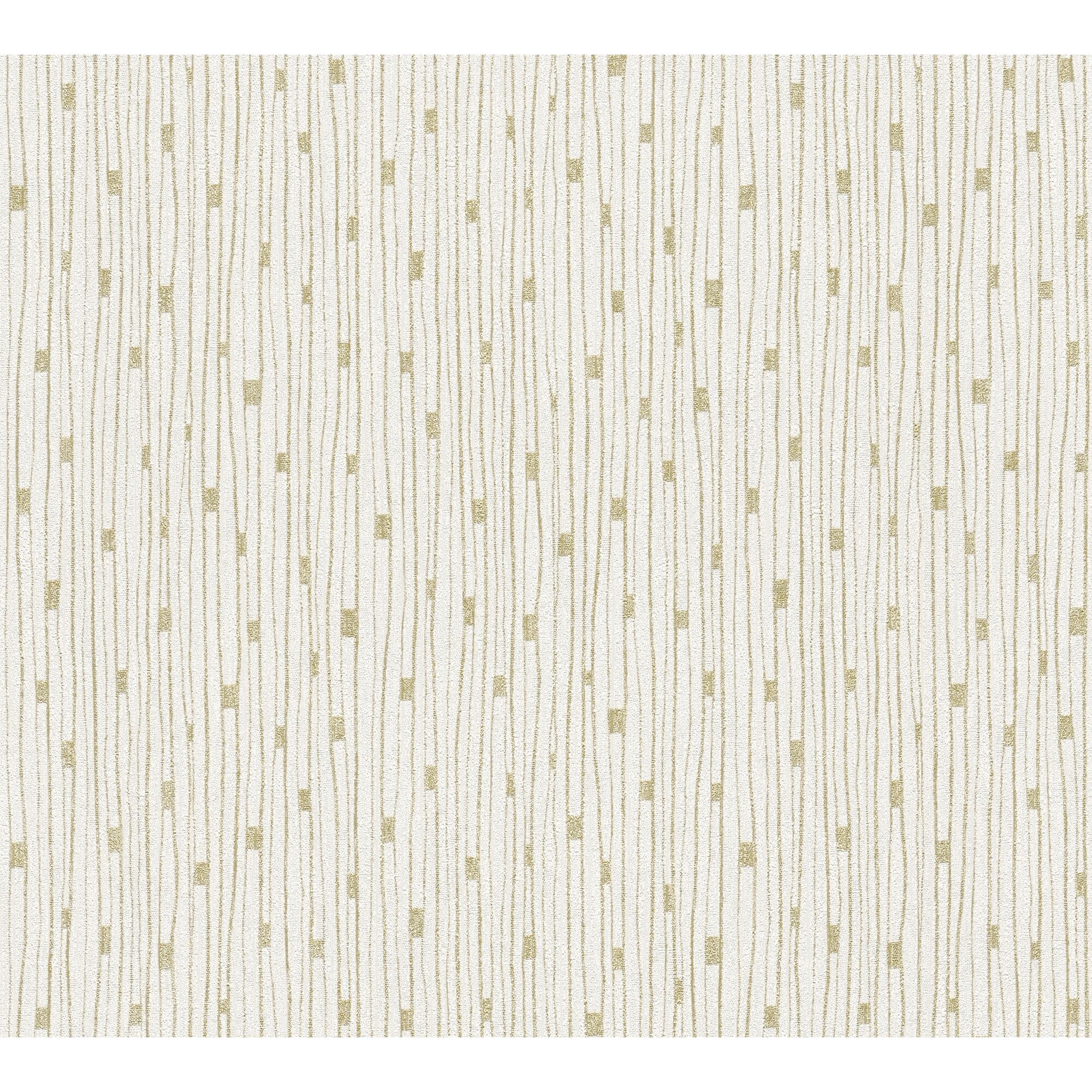 Vliestapete The BoS mit goldenen Linien und Quadraten auf weißem Hintergrund