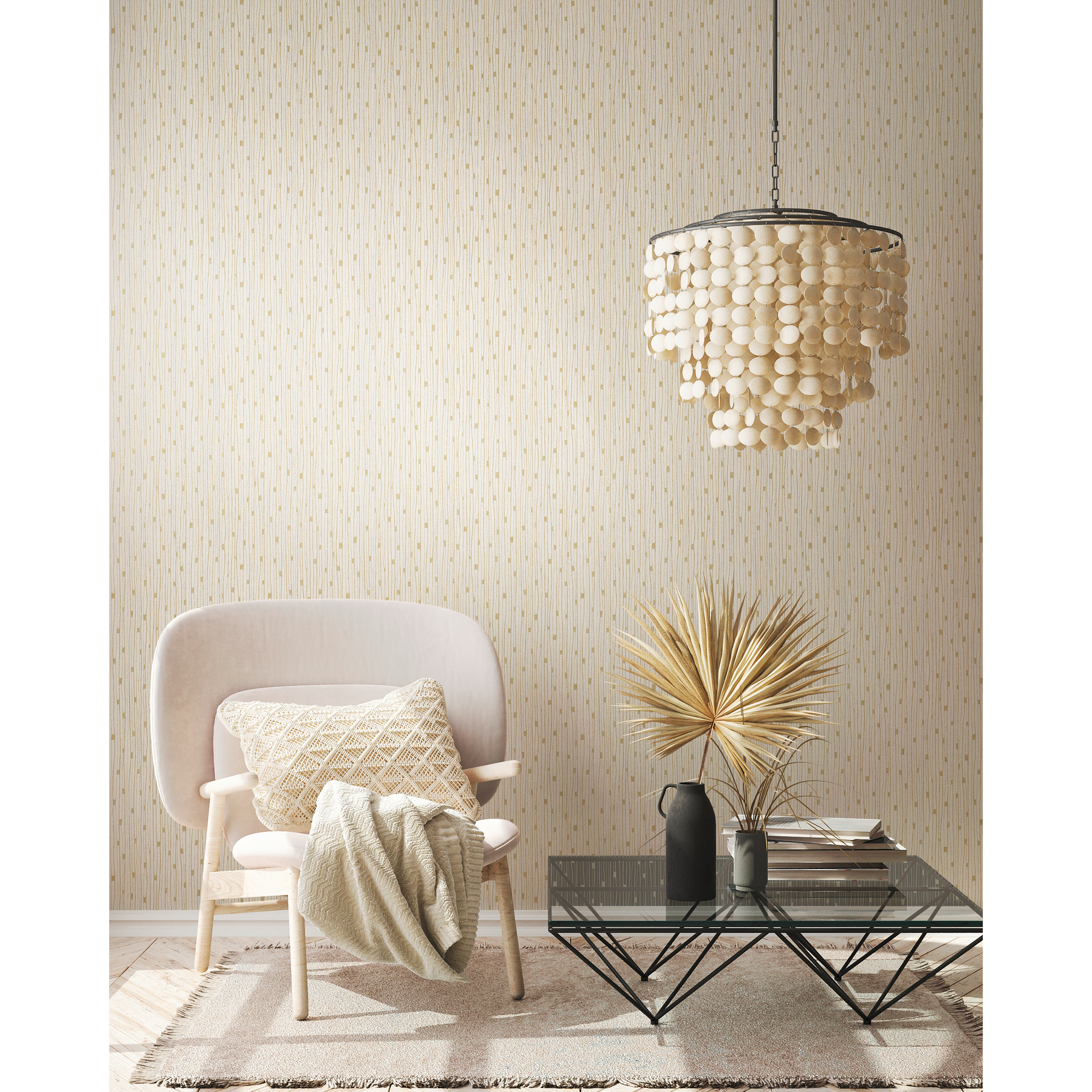 Vliestapete 'The BoS' Linien retro creme/gold 10,05 x 0,53 m + product picture