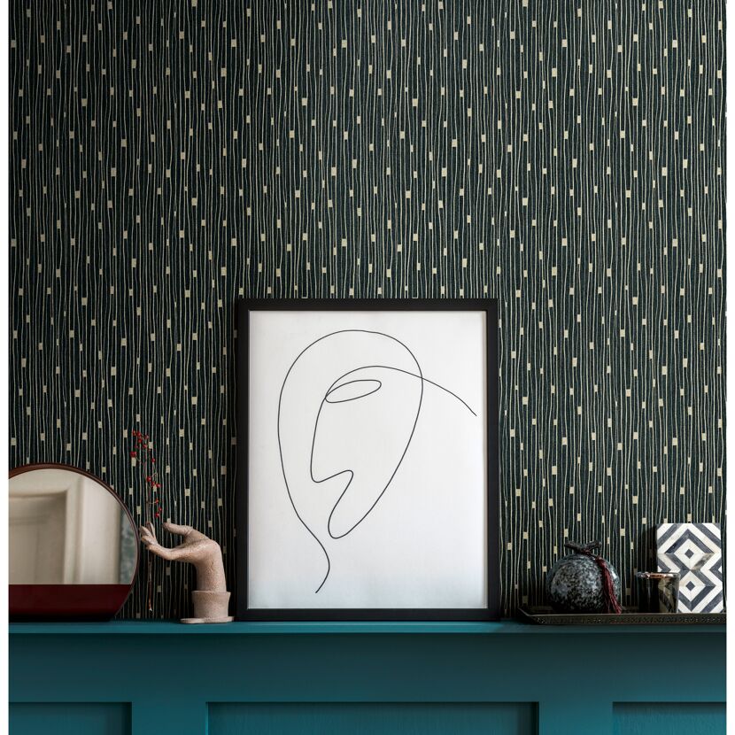 Vliestapete The BoS Linien Retro schwarz gold