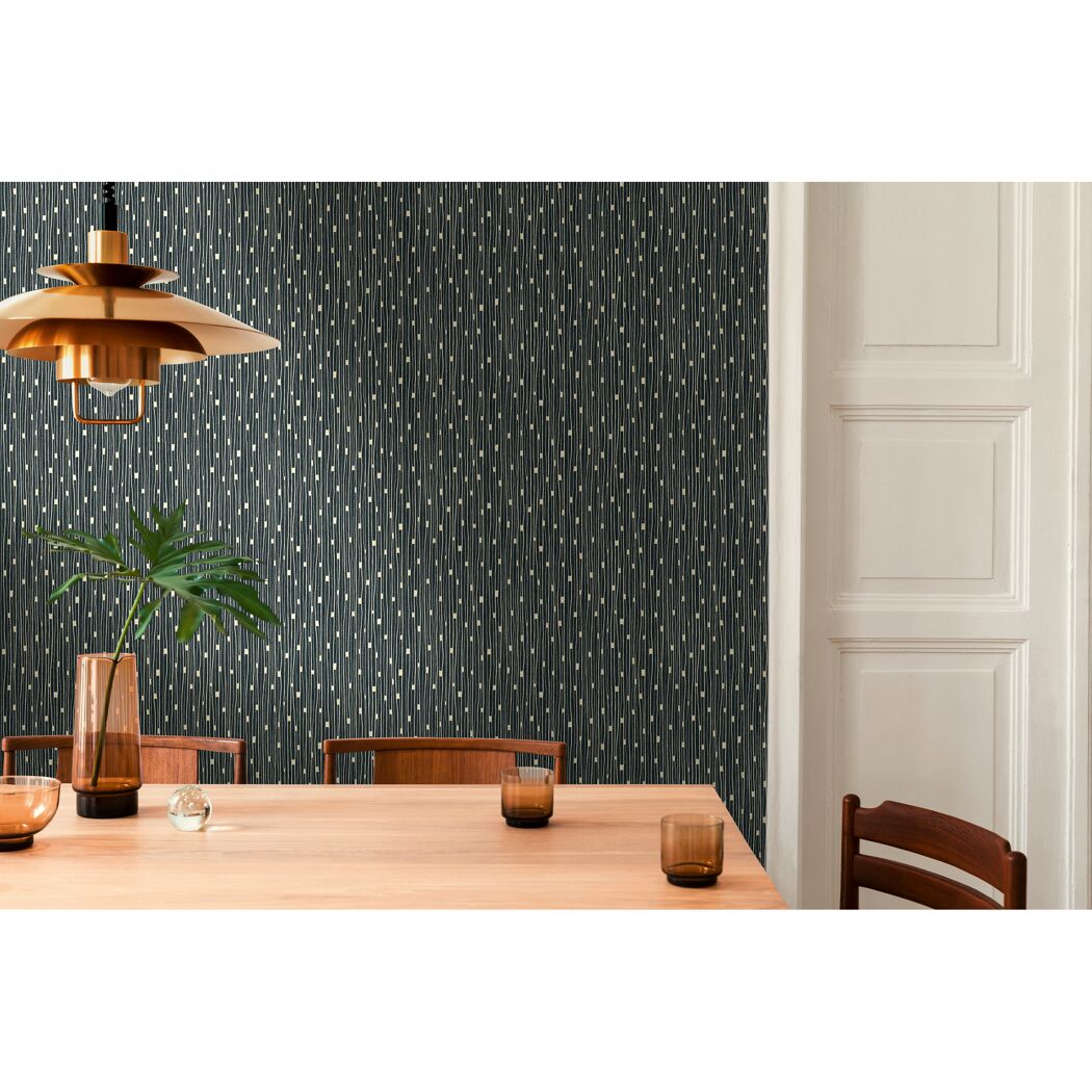 Vliestapete The BoS Linien Retro in schwarz-gold