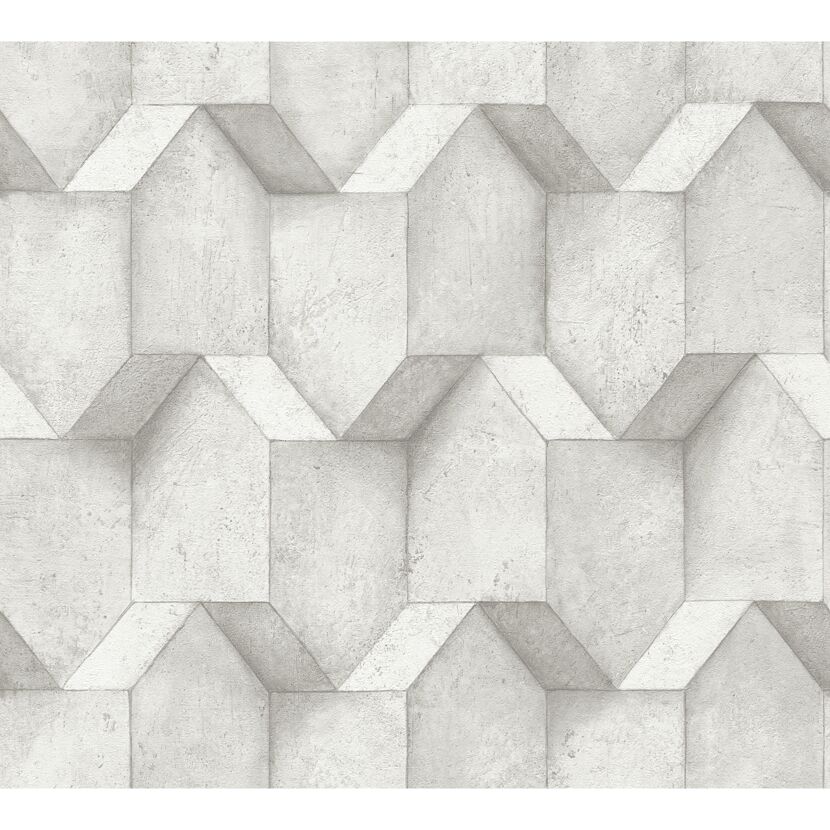 Graue Tapete mit 3D-Betonoptik