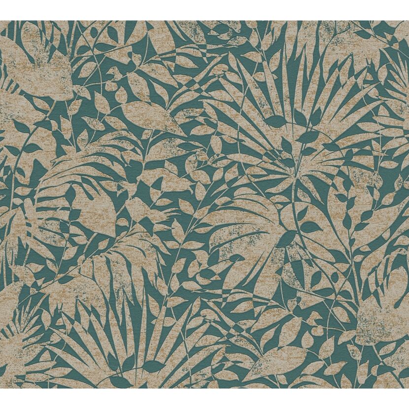 Vliestapete The BoS mit Blättermuster in Grün und Beige