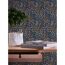 Blumenmustertapete in grau, gelb und blau