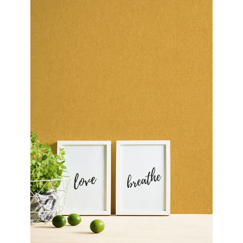 Zwei gerahmte Kunstdrucke mit den Worten Liebe und Atmen, eine Pflanze und Limetten
