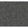 Anthrazitfarbene Vliestapete mit geometrischem Muster in Beige