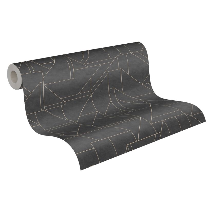 Graue Vliestapete Mesto mit geometrischem Muster