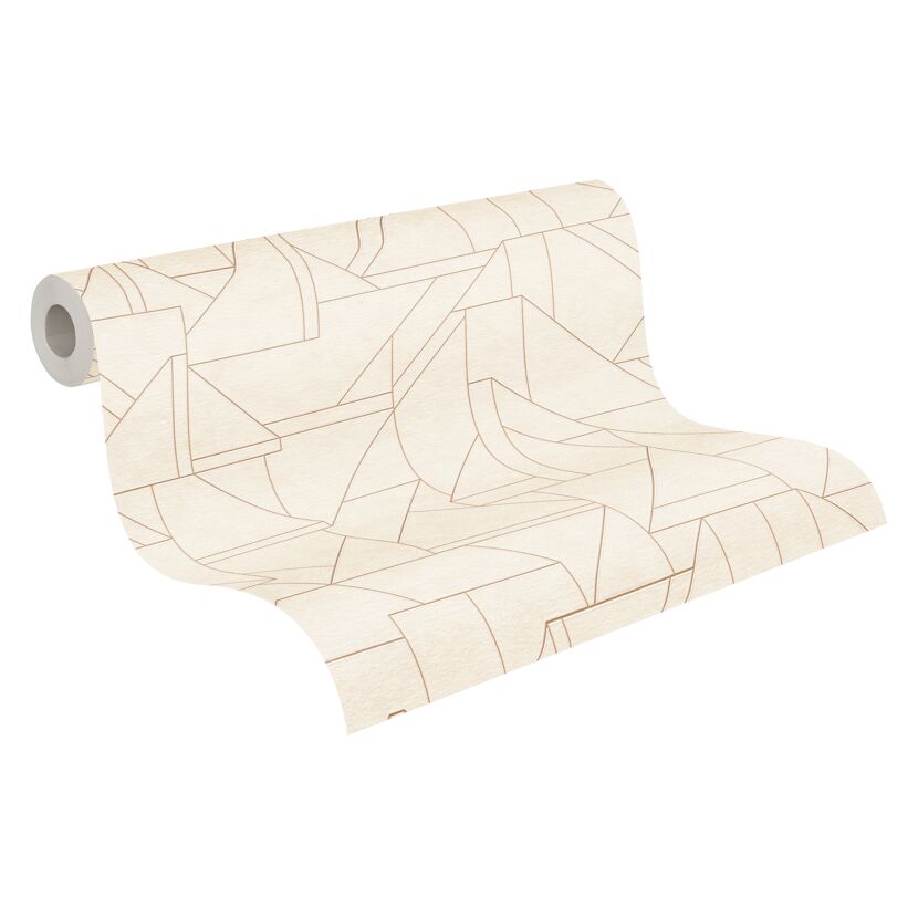 Beige Vliestapete "Mesto" mit geometrischem Muster auf einer Rolle