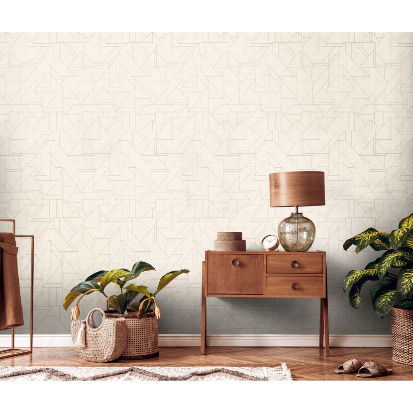 Vliestapete Mesto geometrisches Muster in Beige