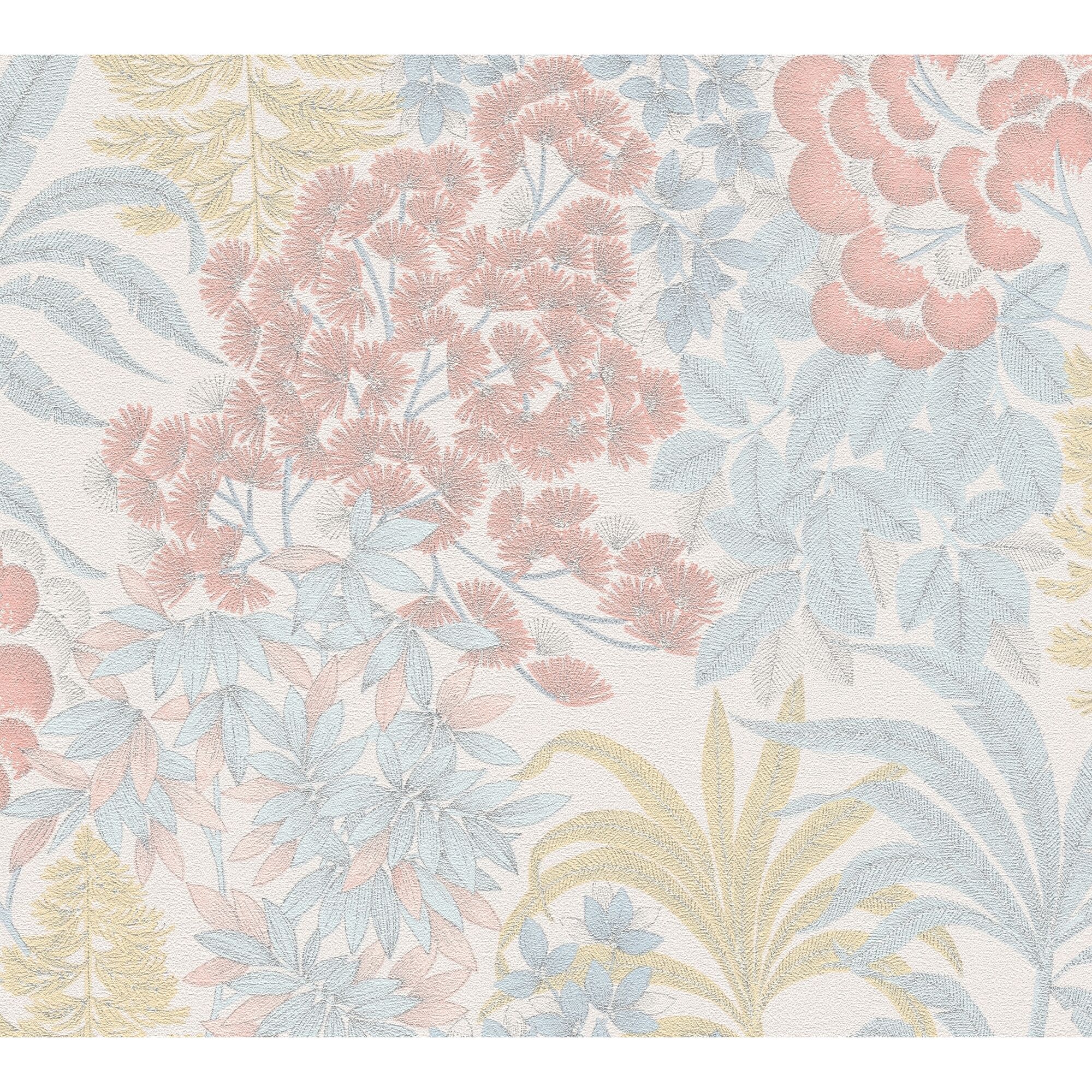 Blumentapete Mesto in Rosa, Blau und Gelb