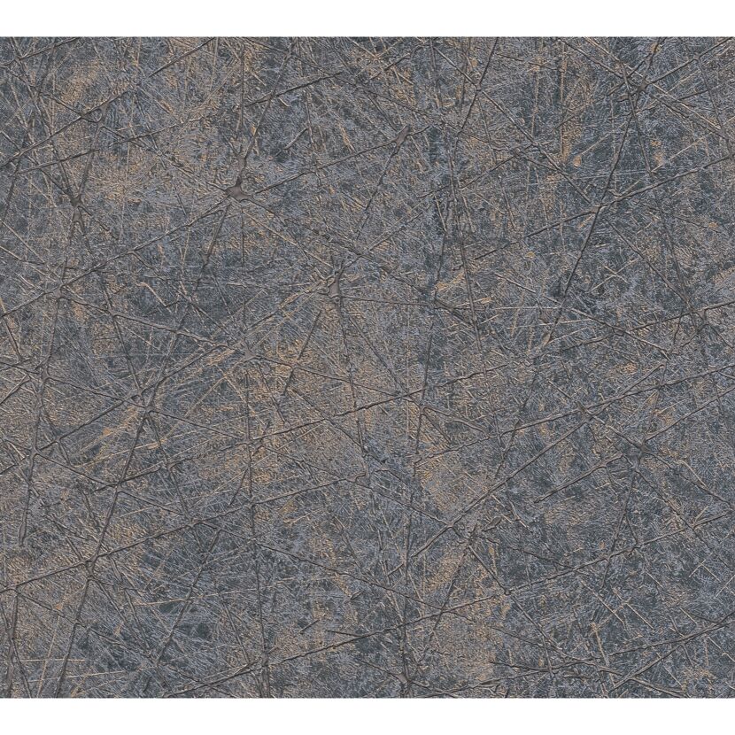 Vliestapete Mesto mit Linienmuster in Grau und Gold