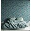 Schlafzimmer mit blauer Vliestapete Mesto mit Wellenmuster