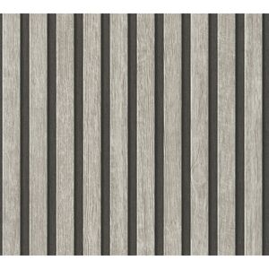 Vliestapete 'Pint Walls' Holzpaneele grau/schwarz 0,53 x 10,05 m