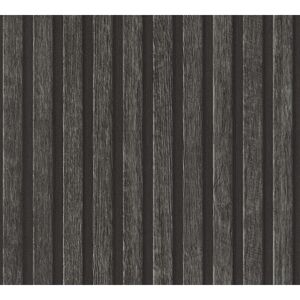 Vliestapete 'Pint Walls' Holzpaneele schwarz 0,53 x 10,05 m