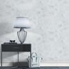 Vliestapete Floral hellgrau mit Lampe und Handtasche