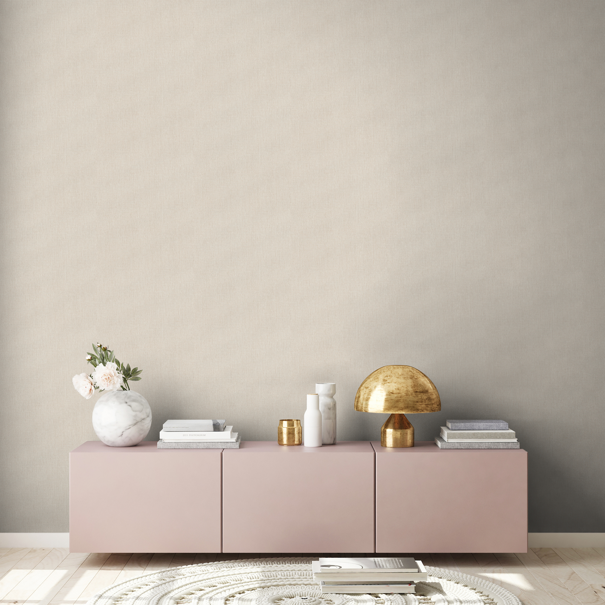 Beige Wand mit Sideboard