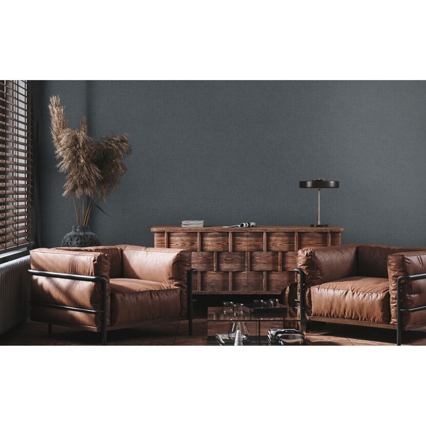 Wohnzimmer mit grauer Tapete