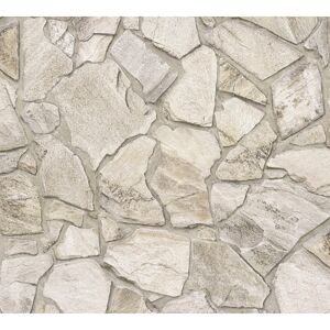 Vliestapete 'Elements 2' 3D Steinmauer beige/braun 0,53 x 10,05 m