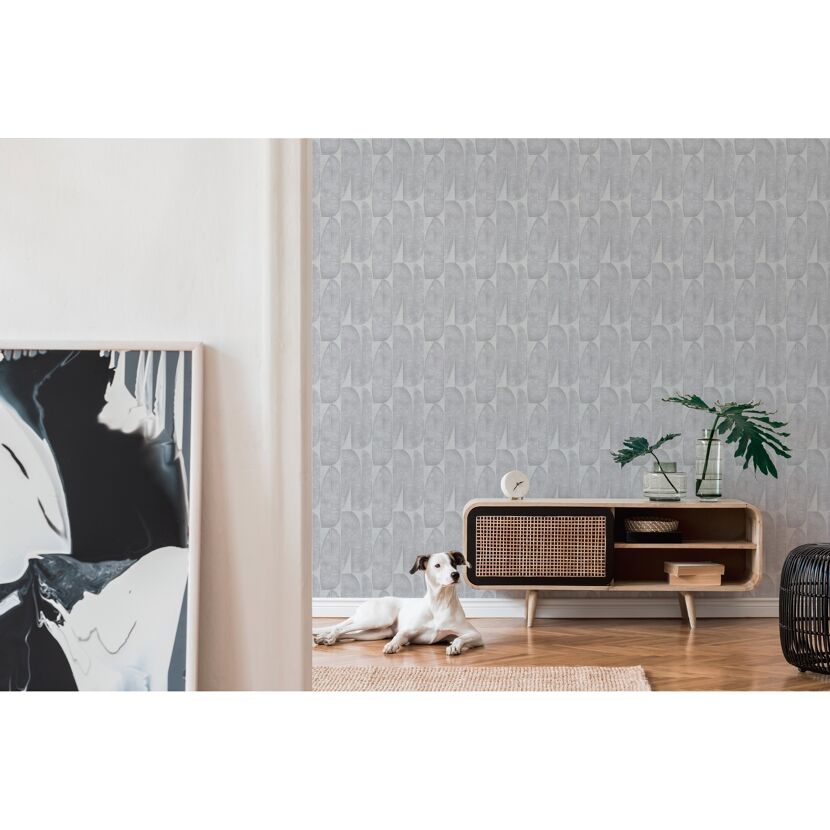 Graues Blattmuster an der Wand