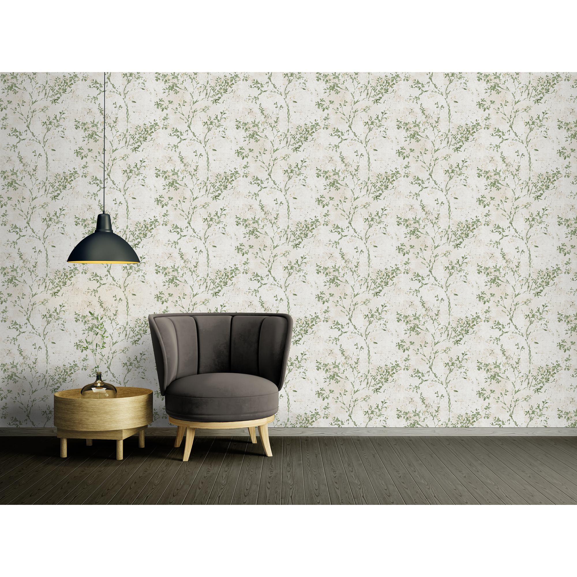 Vliestapete 'Stories of Life' Zweige creme/grün-metallic 10,05 x 0,53 m + product picture