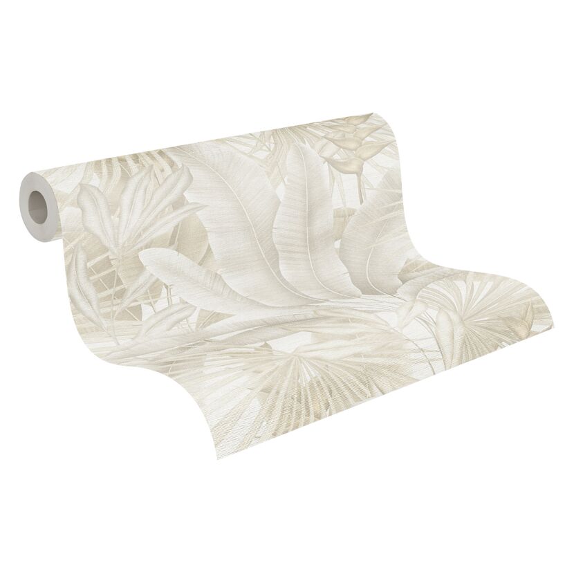 Vliestapete 'Stories of Life' Dschungel creme/grau 0,53 x 10,05 m