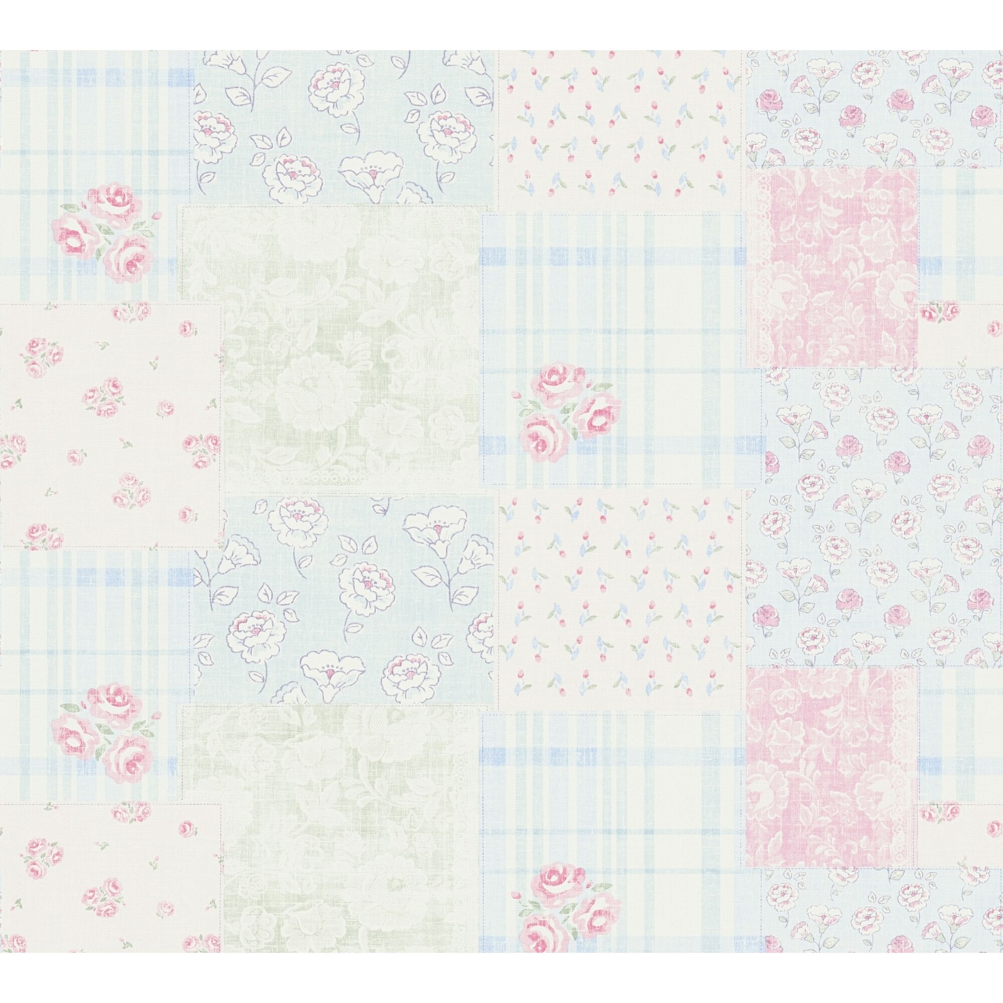 Rosa-blaues Tapetenmuster im Patchwork-Stil