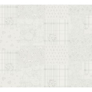 Vliestapete 'Maison Charme' Blumen Patchworkmust grau/weiß 0,53 x 10,05 m