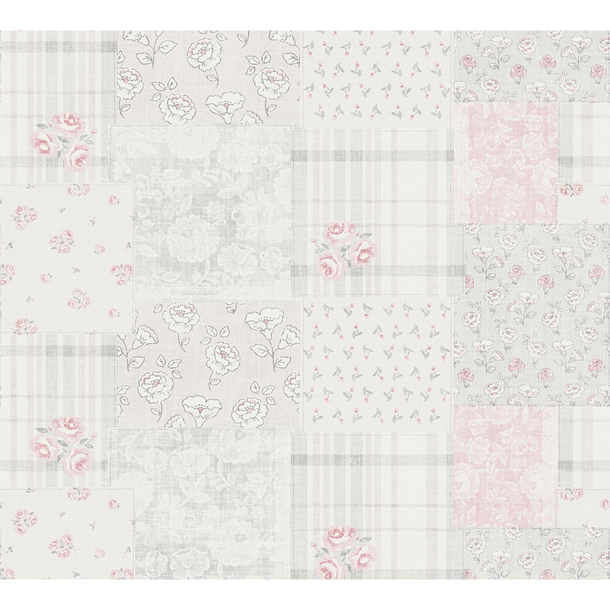 Rosa-weißes Tapetenmuster im Patchwork-Stil