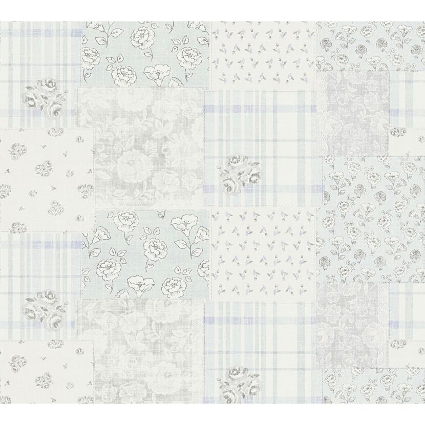 Blau-weißes Patchworkmuster