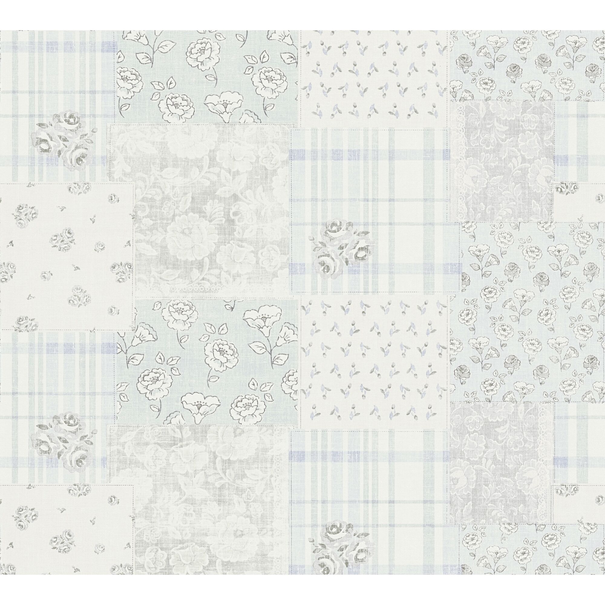 Blau-weißes Patchworkmuster