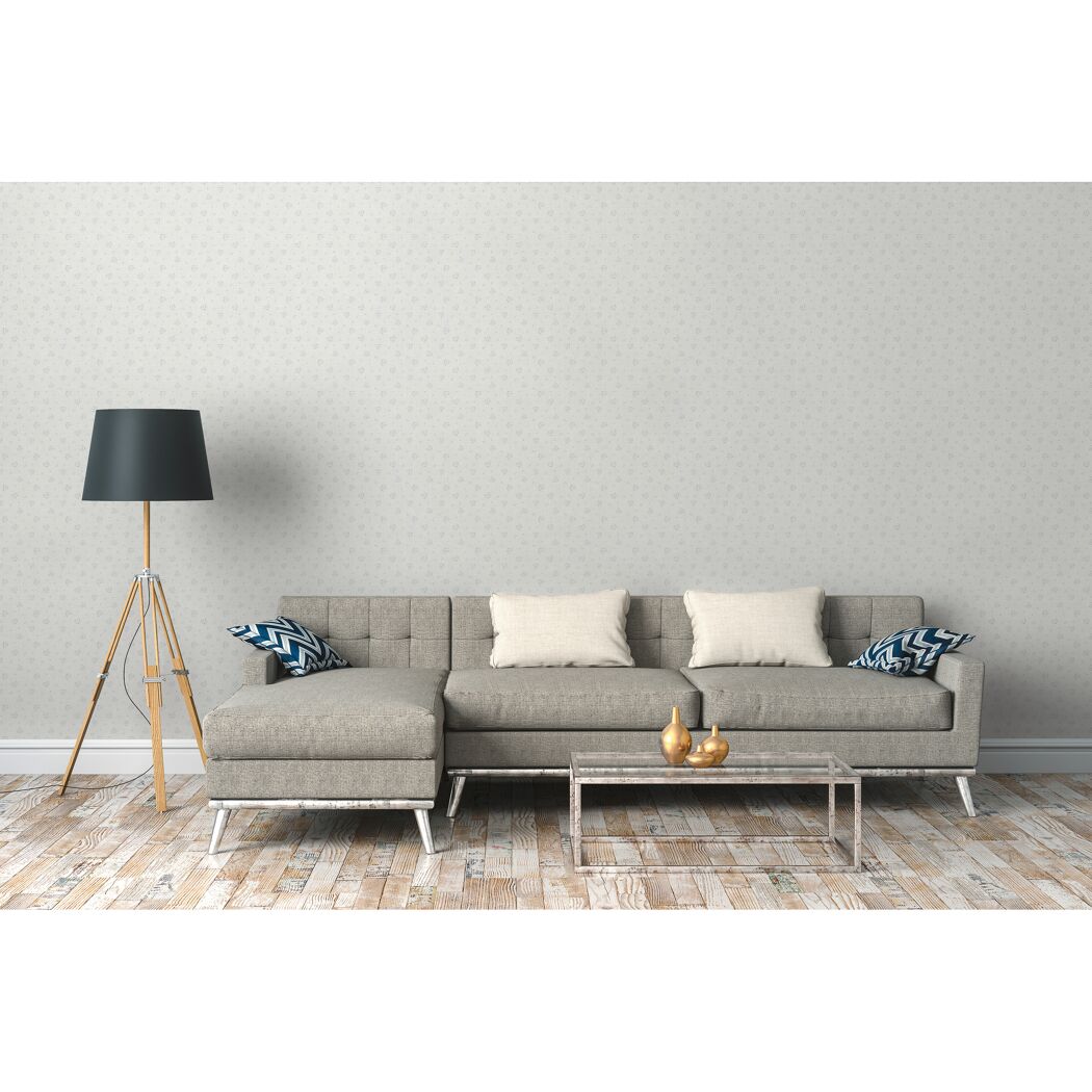 Graues Ecksofa mit Stehlampe
