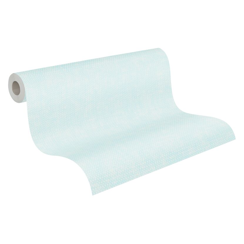 Blaue Tapete mit Rautenmuster aufgerollt