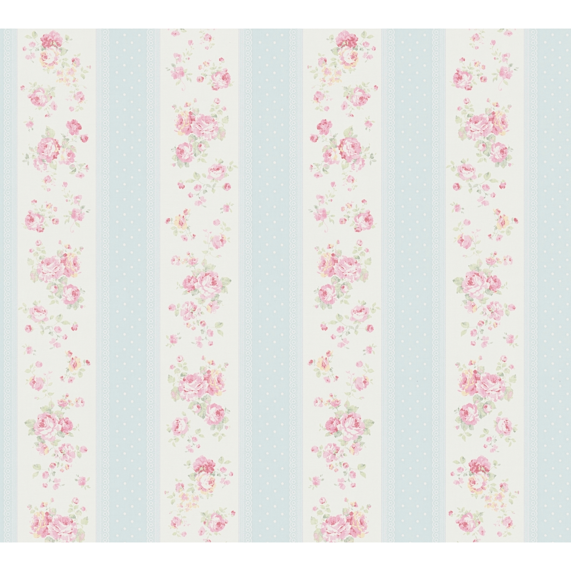 Vliestapete 'Maison Charme' florale Streifen blau/rosa 10,05 x 0,53 m + product picture