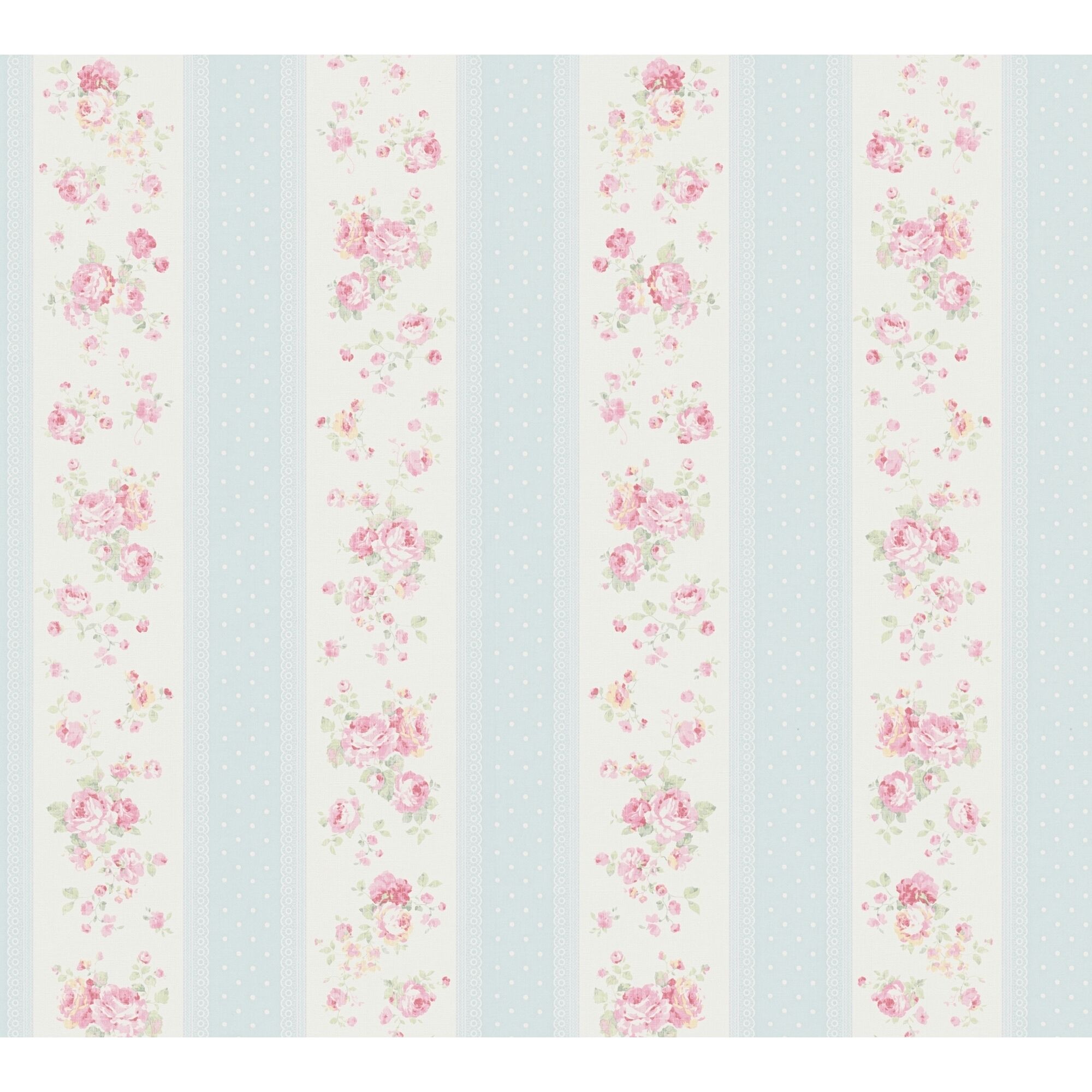 Rosentapete gestreift blau weiß
