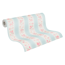 Vliestapete 'Maison Charme' florale Streifen blau/rosa 0,53 x 10,05 m