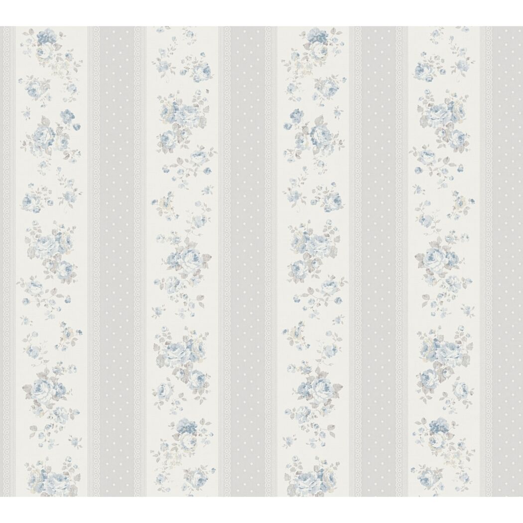 Blaues Blumenmuster auf Tapete