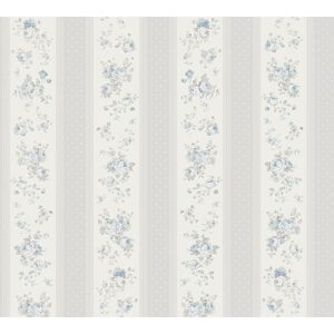 Vliestapete 'Maison Charme' florale Streifen blau/grau 0,53 x 10,05 m