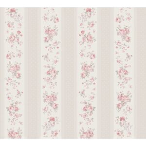 Vliestapete 'Maison Charme' florale Streifen beige/rosa 0,53 x 10,05 m